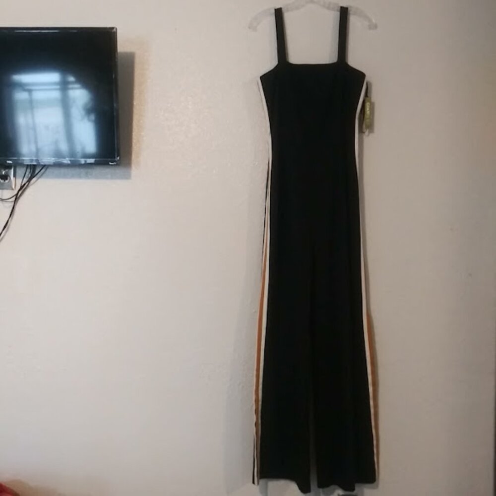 Gianni Bini women's size 10 navy blue, white and yellow sleeveless jumpsuit